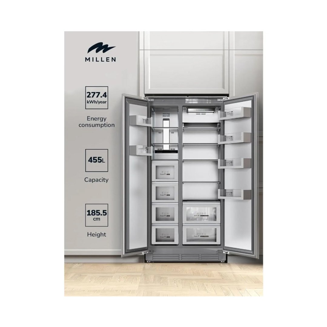 Millen Side By Side Refrigerator 455L Grey - Image 2