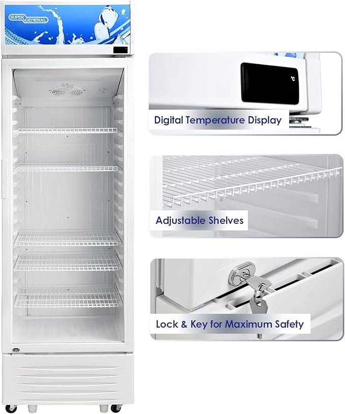 Super General Single-Door Upright Chiller SGSC398 White 395L