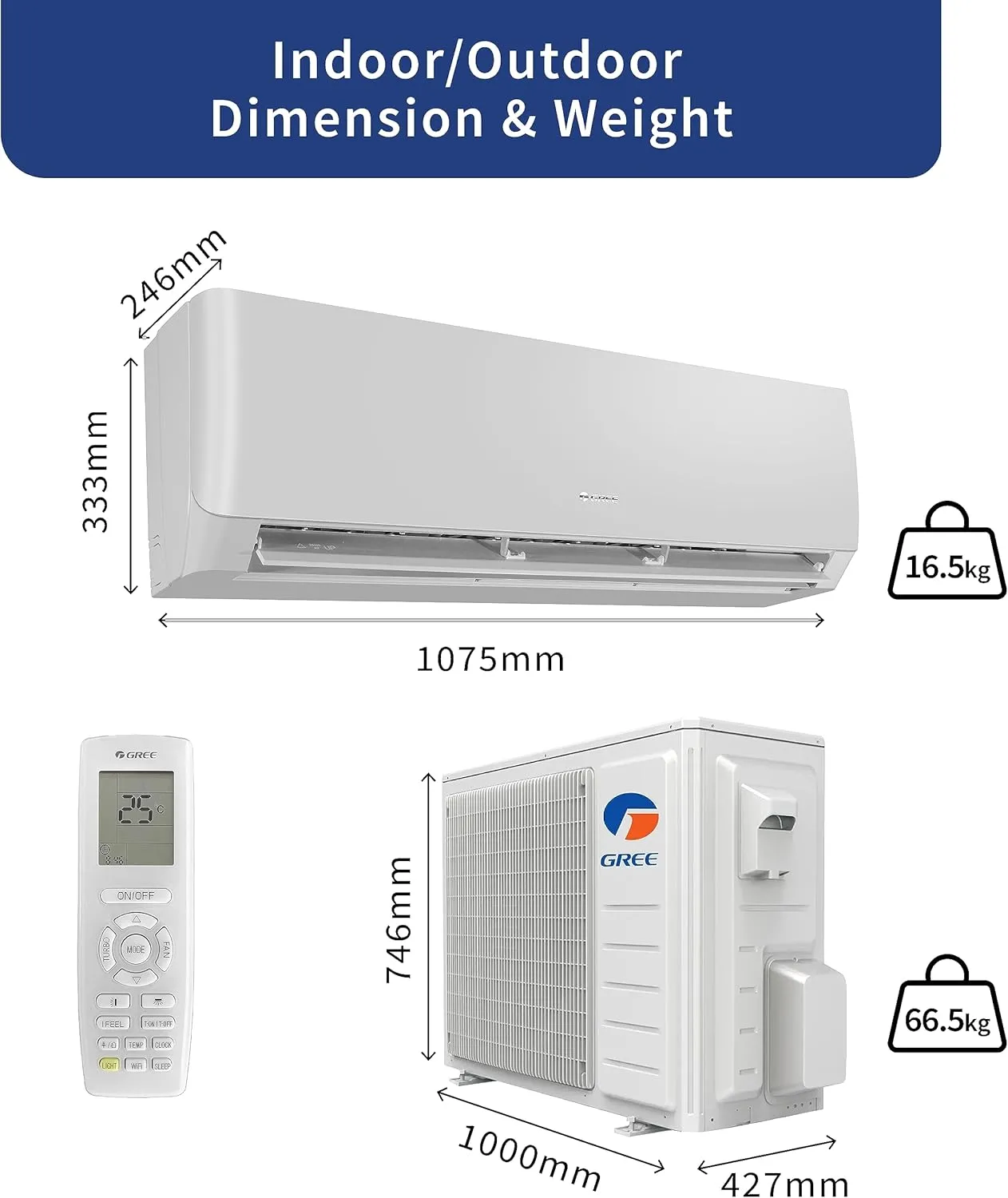 Gree 2.5 Ton Split Air Conditioner, Rotary Compressor, 30000 BTU, With WI-FI Airflow Model – P4`MATIC-P30C3 - Image 4
