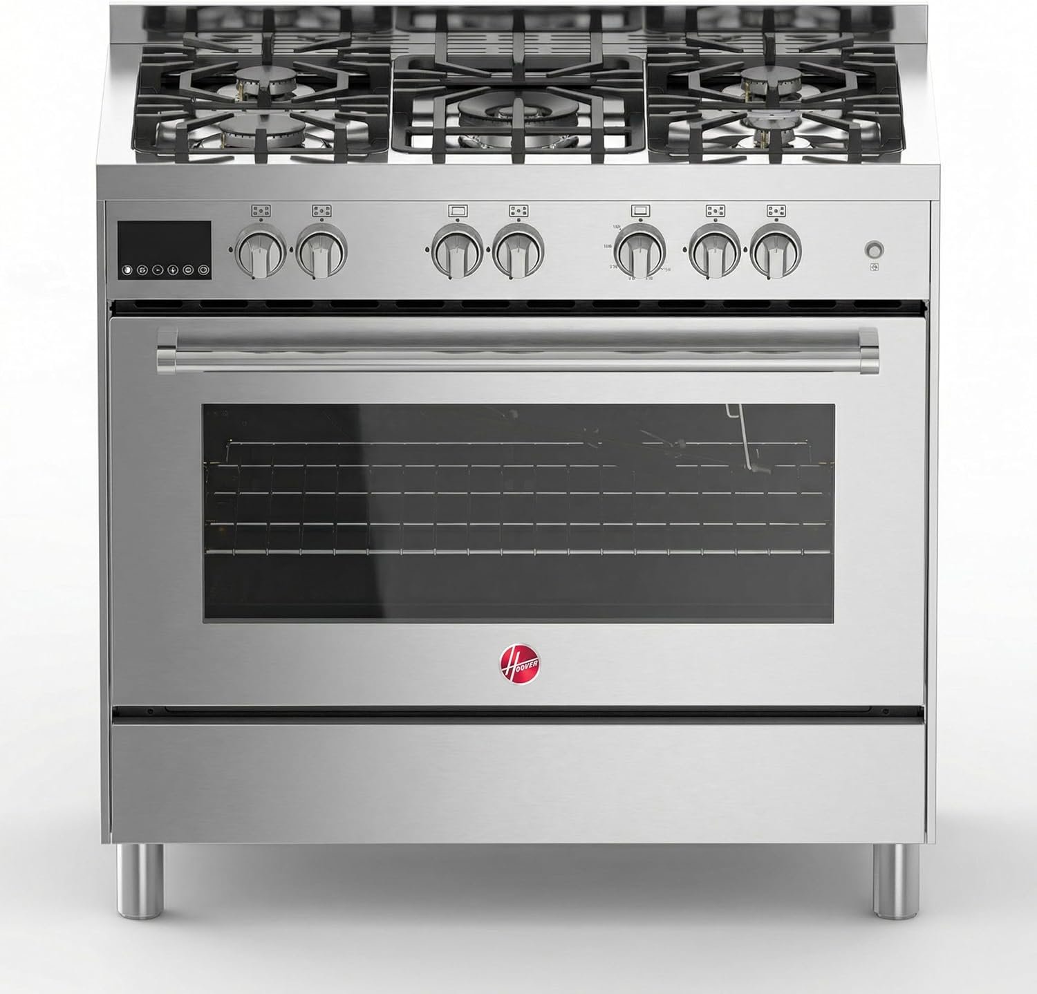 Hoover Cooker with 2 Fans HGC-G95G-PS, 90x60 cm, Silver, 5 Burners