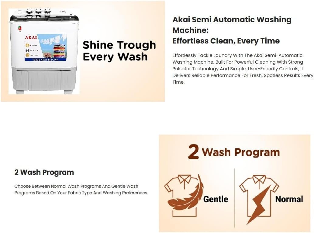 AKAI 10kg Twin-Tub Semi-Automatic Washing Machine