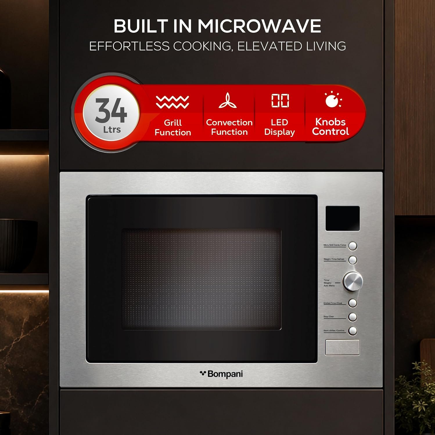 Bompani BI34DGS2 34L Built-in Microwave Oven – Grill & Convection - Image 2
