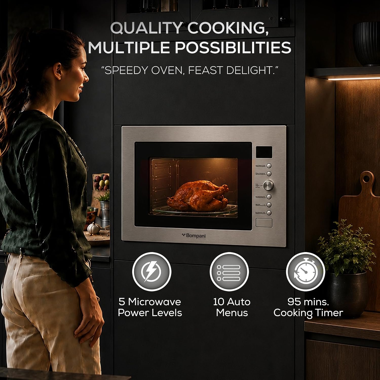 Bompani BI34DGS2 34L Built-in Microwave Oven – Grill & Convection - Image 3