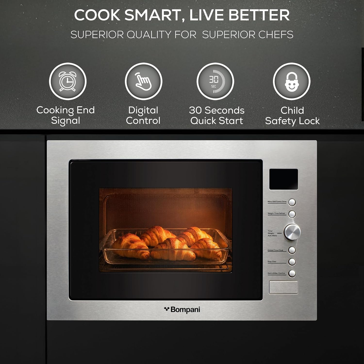 Bompani BI34DGS2 34L Built-in Microwave Oven – Grill & Convection - Image 4