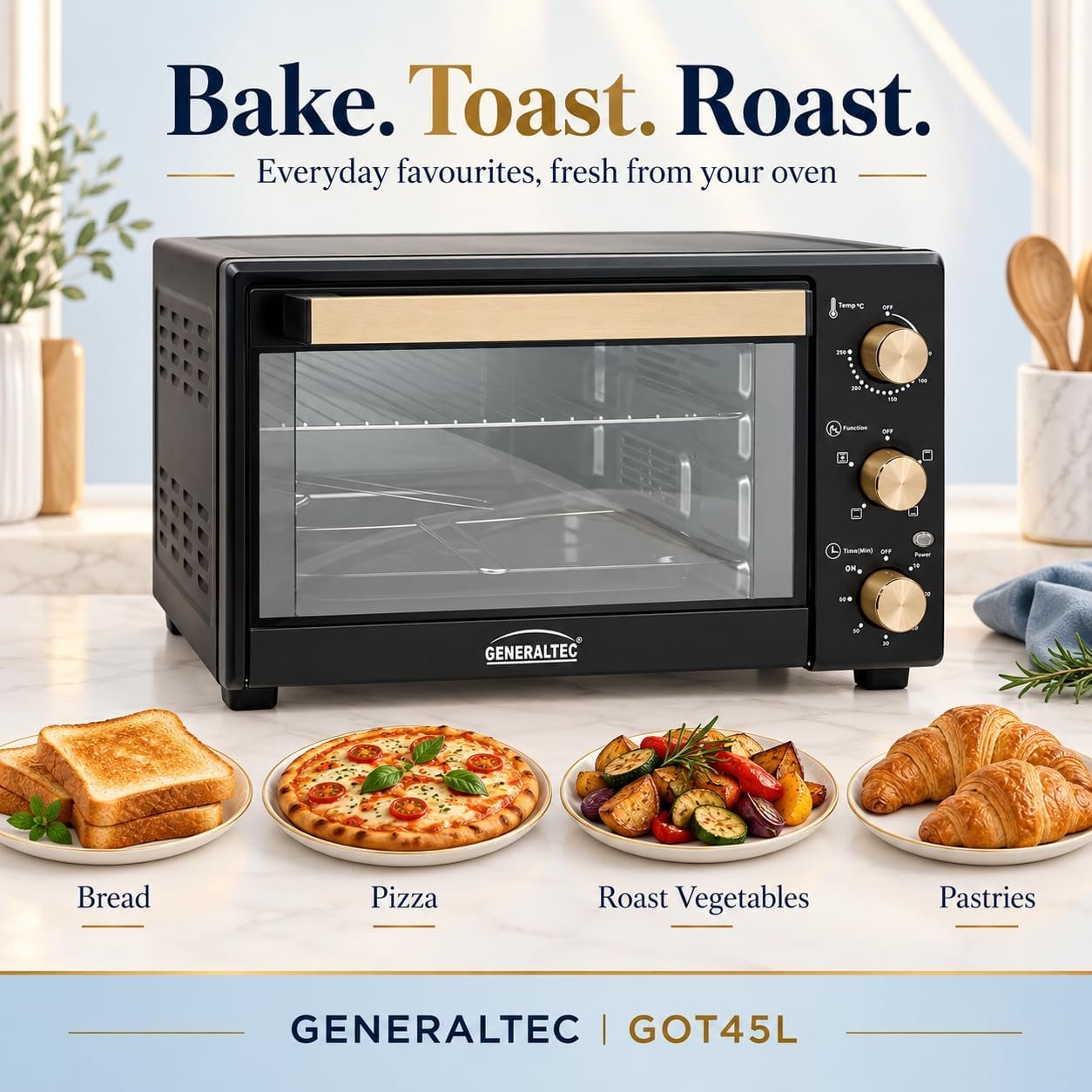 Generaltec GOT45L 45L Electric Oven Toaster – Convection, Bake & Roast - Image 3