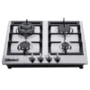 Nobel 4 Burners Gas Hob, Stainless Steel, Cast Iron Pan Support, 60 Cm, Color Silver Model – NBH6401 – 1 Year Waaranty.