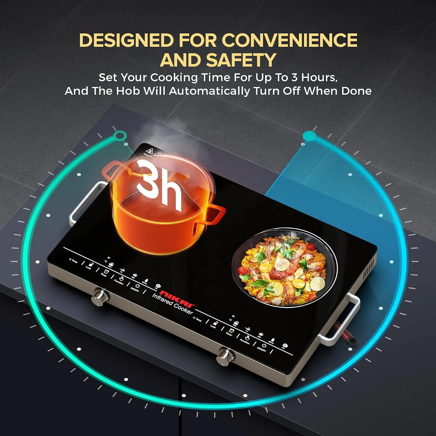 Nikai Double Burner Infrared Ceramic Cooker Hob NIC303A – 2 Years Warranty - Image 4