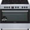 Nobel Electric Cooker 5 Burner Ceramic Top With Oven Made In Turkey Size (90 x 60) cm Silver Model NGC90VTC