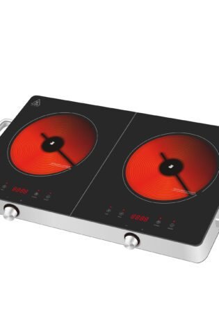 Nobel NIC20 2 Burner Infrared Cooker 2800W Black Crystal Glass