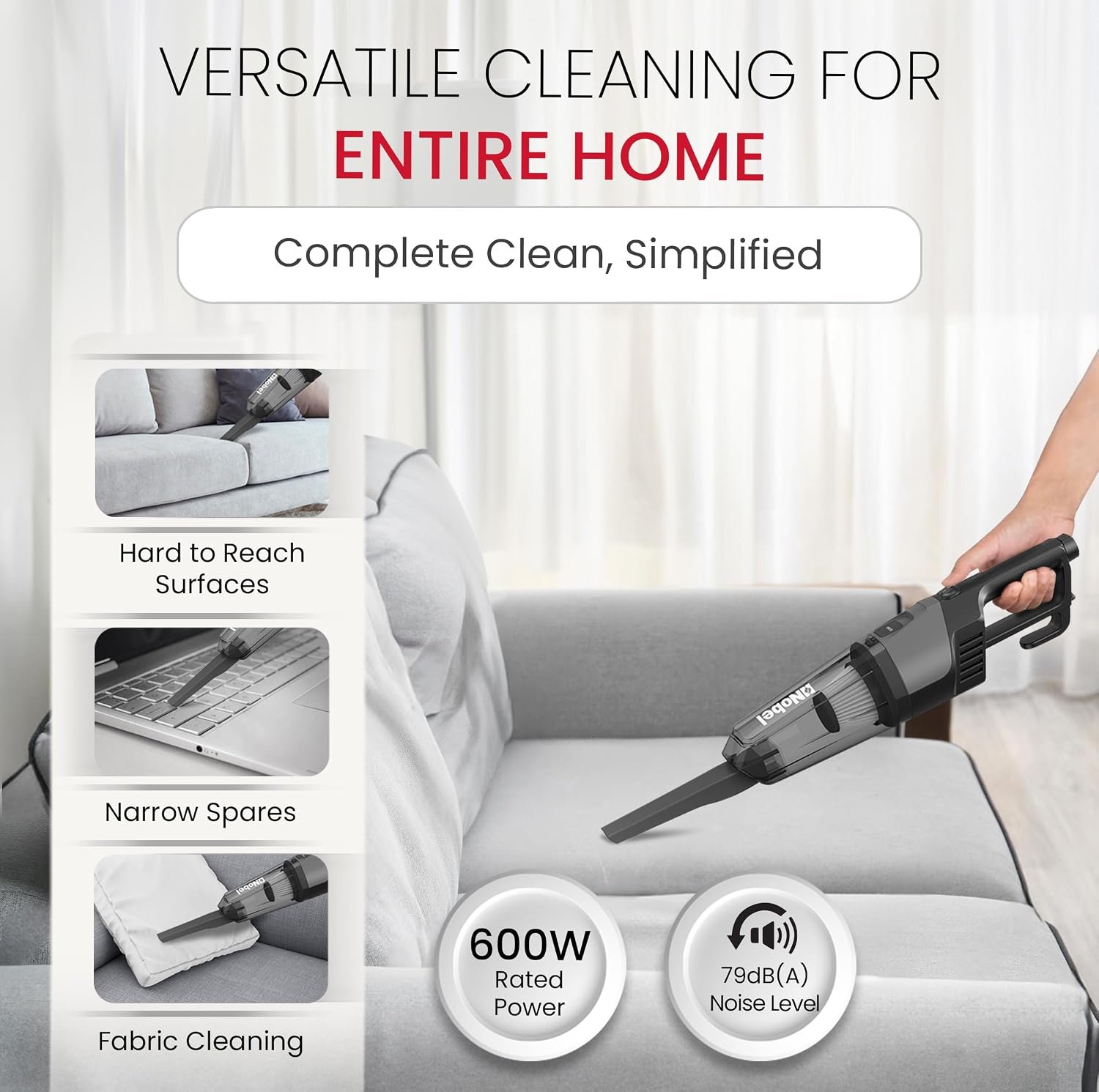Nobel NVC19T 2-in-1 Handheld Stick Vacuum Cleaner 600W Black