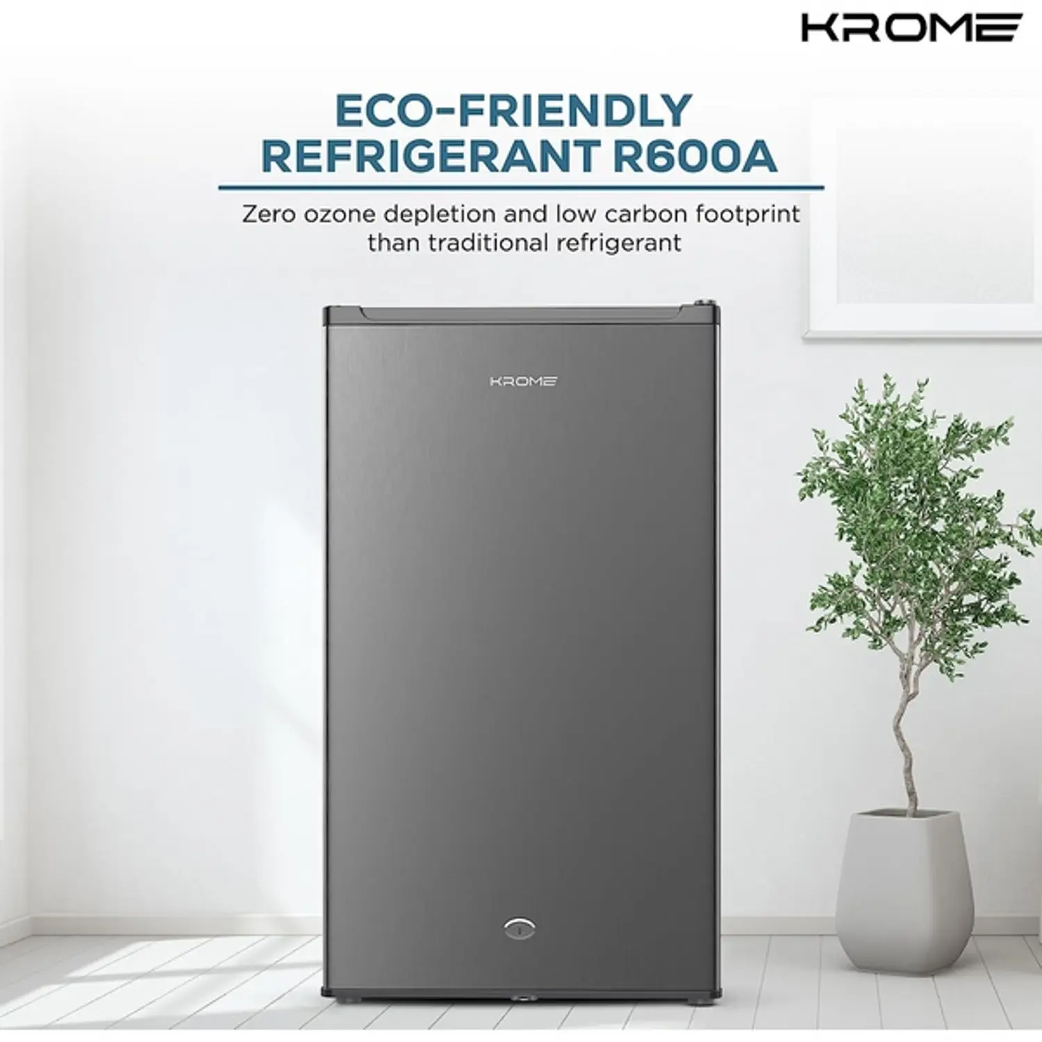 KROME 120L Single Door Refrigerator KR-RDC120H – Inox Silver - Image 3