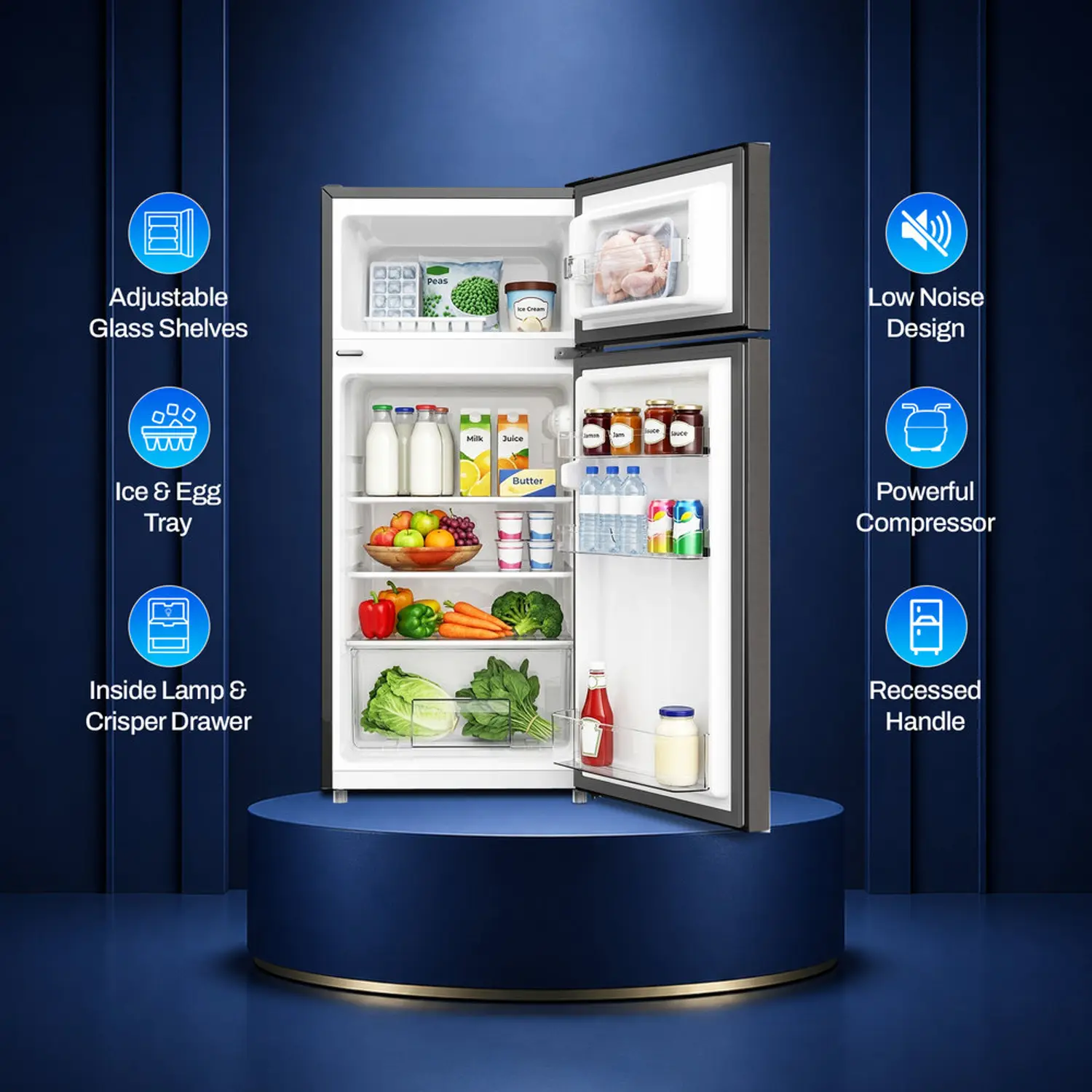 SPJ 112 Liter Double Door Refrigerator – 87L Fridge + 25L Freezer TSLW140C - Image 3