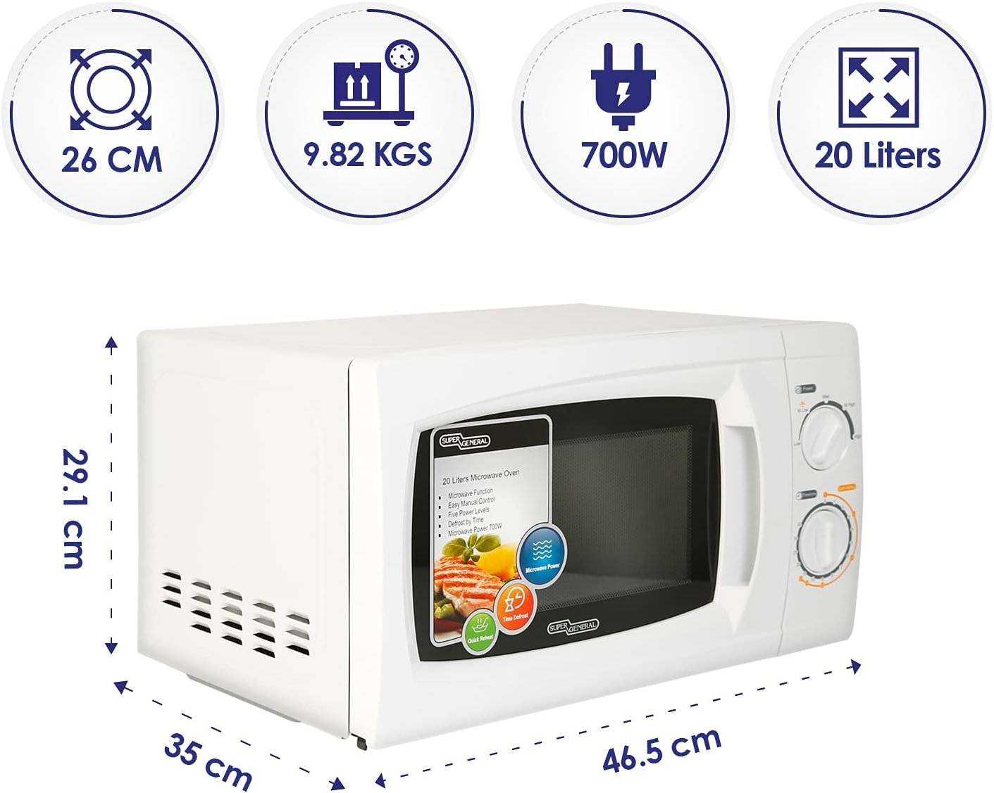 Super General SGMM-921 20L Countertop Microwave Oven – 700W - Image 2