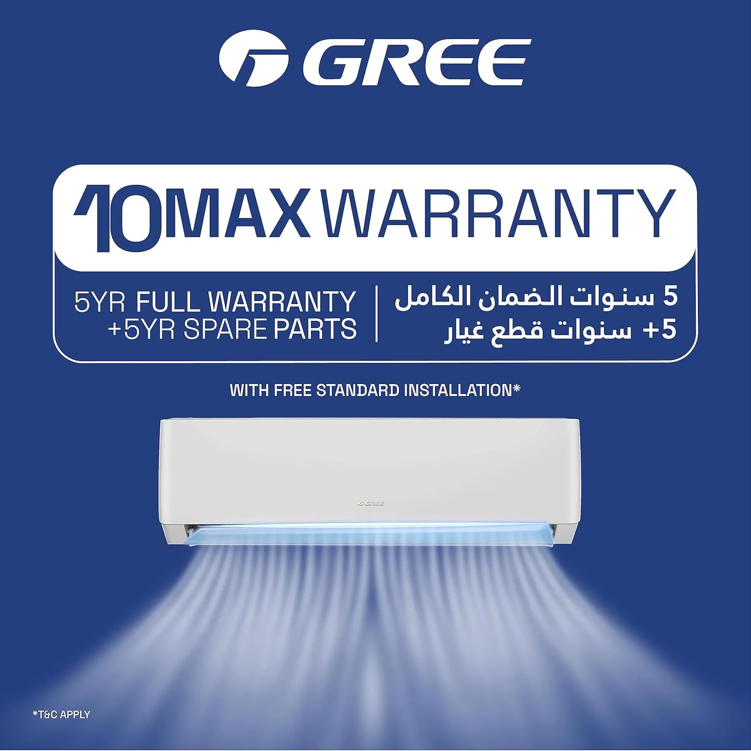 Gree 2.5 Ton Split Air Conditioner, Rotary Compressor, 30000 BTU, With WI-FI Airflow Model – P4`MATIC-P30C3 - Image 2